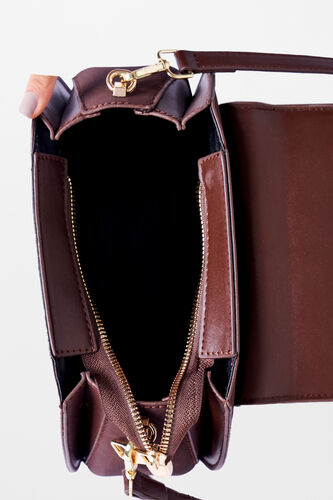 Brown Regular Solid Sling Bag, , image 3